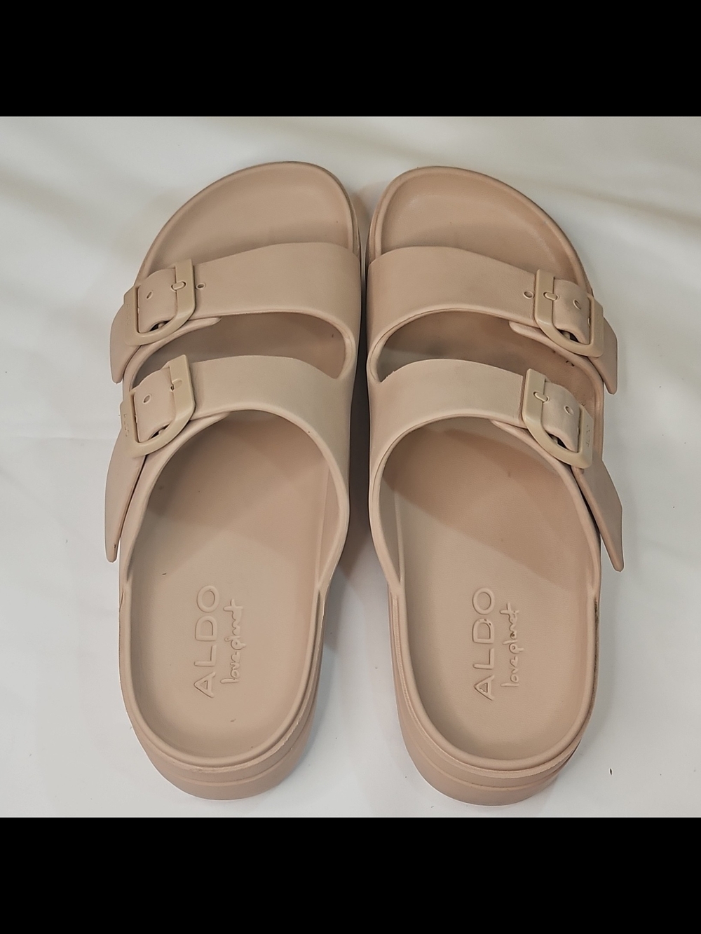 ALDO Nude Double Buckle Slide Sandals